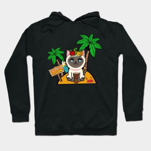 Cute Siamese Cat on an island Hoodie